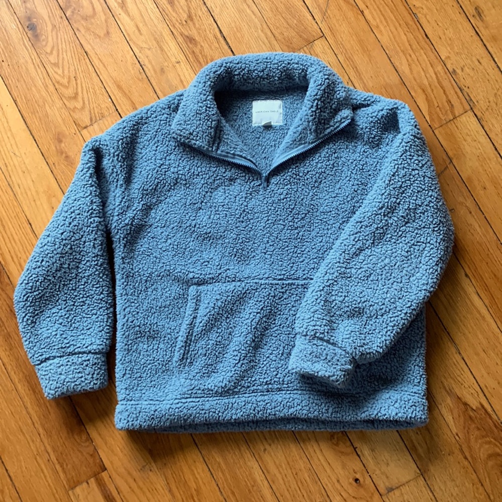American Eagle Fleece Pullover with Front Zipper